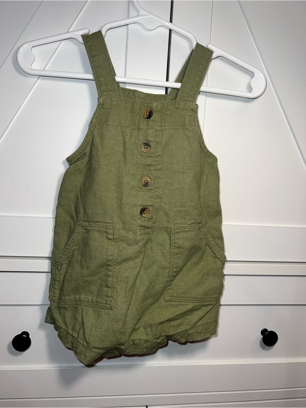 Olive Green Kids Overalls Romper - Old Navy 6-12m